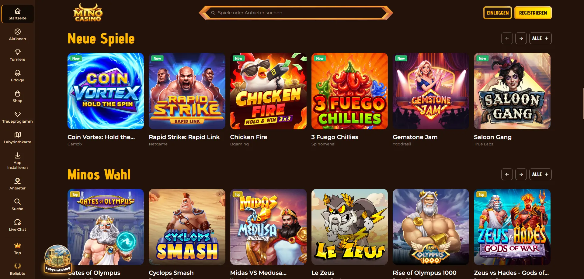 Mino Casino libreria di oltre 9000 giochi da casinò online